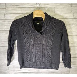 Eddie Bauer Womens X- Large Blue Cable Knit Shawl‎ Neck Cotton Pullover Sweater